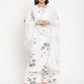 Ahalyaa Women's White Crepe Digital Print Kurta Palazzo Set With Dupatta | Swadesiicart