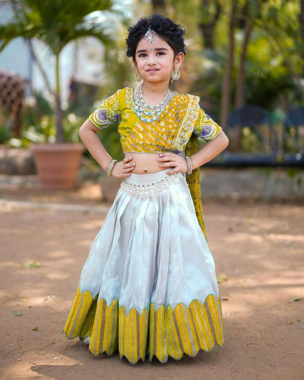 Jyoti Fashion Classy Yellow Heavy Chenille Sequins Embroidered Kids Lehenga Choli Set | Swadesiicart