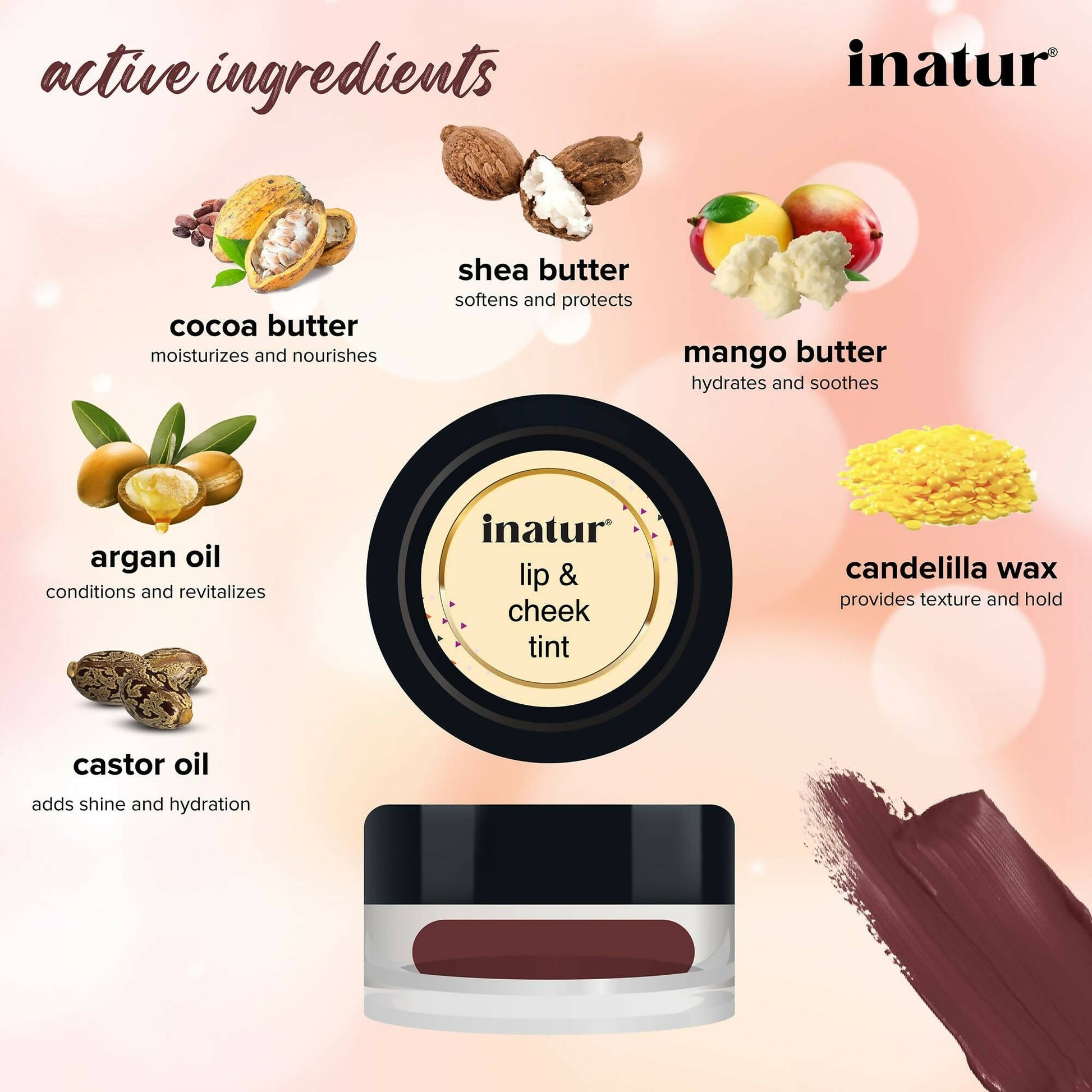 Inatur Lip and Cheek Tint Mocha - Swadesiicart