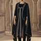 Jyoti Fashion Women's Black Velvet Floral Resham Thread with Jari work Kurta with Trouser & Dupatta | Swadesiicart
