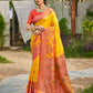 Anaita Yellow Soft Silk Saree With Floral Printed Work With Blouse