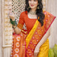 Anaita Yellow Pochampally Silk Saree With Floral Printed Work With Blouse