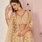 Aastha Fashion Beige Chiku Butterfly Net White Cotton Thread Work, Zari Work And Sandwich Sequence Work Embroidery Wedding Wear Lehenga Choli