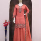 Anaita Peach Simar with Embroidery Multi & Zarkhan Work Readymade Palazzo suit