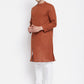 Even Apparels Brown Pure Cotton Men's Sherwani Kurta With Asymetrical Cut | Swadesiicart
