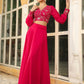 Janasya Pink Georgette Embroidered Top & Skirt | Swadesiicart