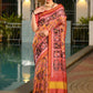 Vishnu Weaves Women's Mustard Banarasi Silk Patola Printed Saree with Blouse - Swadesiicart