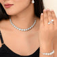 VOJ Silver Plated AD studded Necklace, Earrings With Ring And bracelet - Swadesiicart