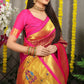 Jyoti Fashion Women's Magenta Banarasi Silk Zari Woven Saree with Blouse | Swadesiicart