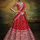 House of Panchhi Red Pure Silk Moti & Zarkan heavy embroidery Lehenga choli & Dupatta | Swadesiicart