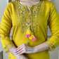 Partywear Designer Chanderi Mustard Stitched Suit With Dupatta - Tanisha | Swadesiicart