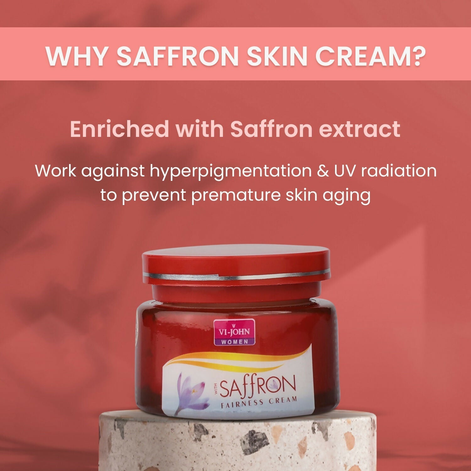 VI-JOHN Saffron Advance Skin Fairness Cream with Vitamin E & Mulberry Extracts | Swadesiicart