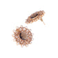 Nuyug 22K Gold Plated Faux Smoky Quartz & White Crystal Studded Contemporary Floral Shaped Studs | Swadesiicart