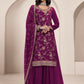 Anaita Wine Heavy Chinon With Embroidery Sharara Suit (bottom Stitched)