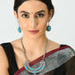 Mominos Fashion Johar Kamal Oxidised Silver-Plated Stone Work Long Necklace Handicraft Sky Blue | Swadesiicart