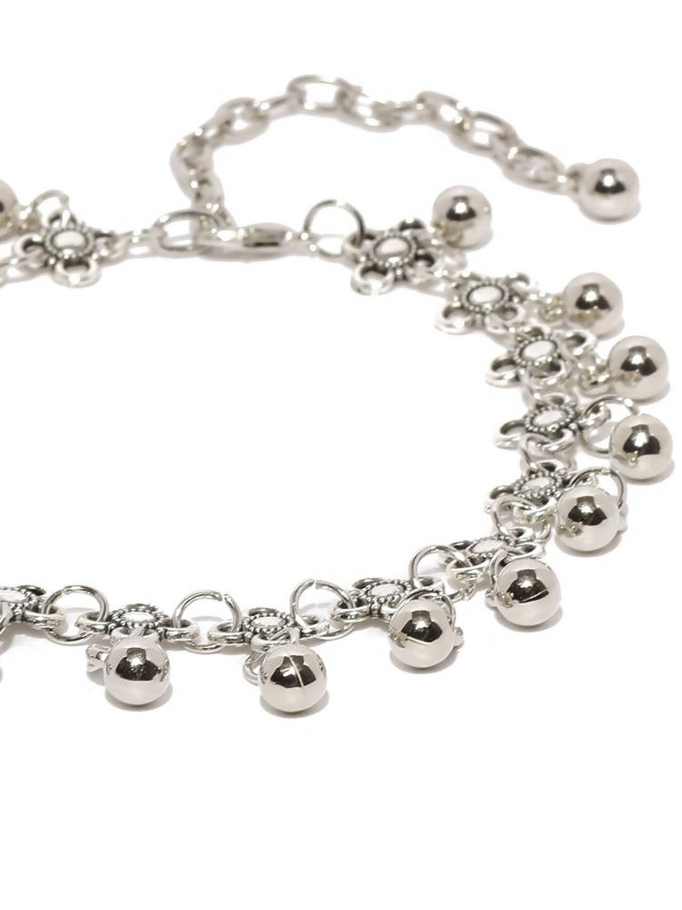 Mominos Fashion Kamal Johar Oxidised Silver Adjustable Anklets | Swadesiicart