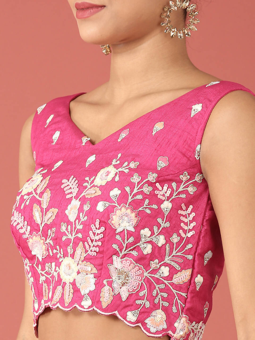 House of Panchhi Rose Tone Shadding Net Sequinse Work Lehenga & Blouse, Dupatta | Swadesiicart