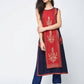 Aniyah Rayon Block Printed Layered Kurta In Red (AN-120K) - Swadesiicart