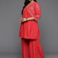 Ahalyaa Women's Traditional Wear Co-ords - Red - Swadesiicart