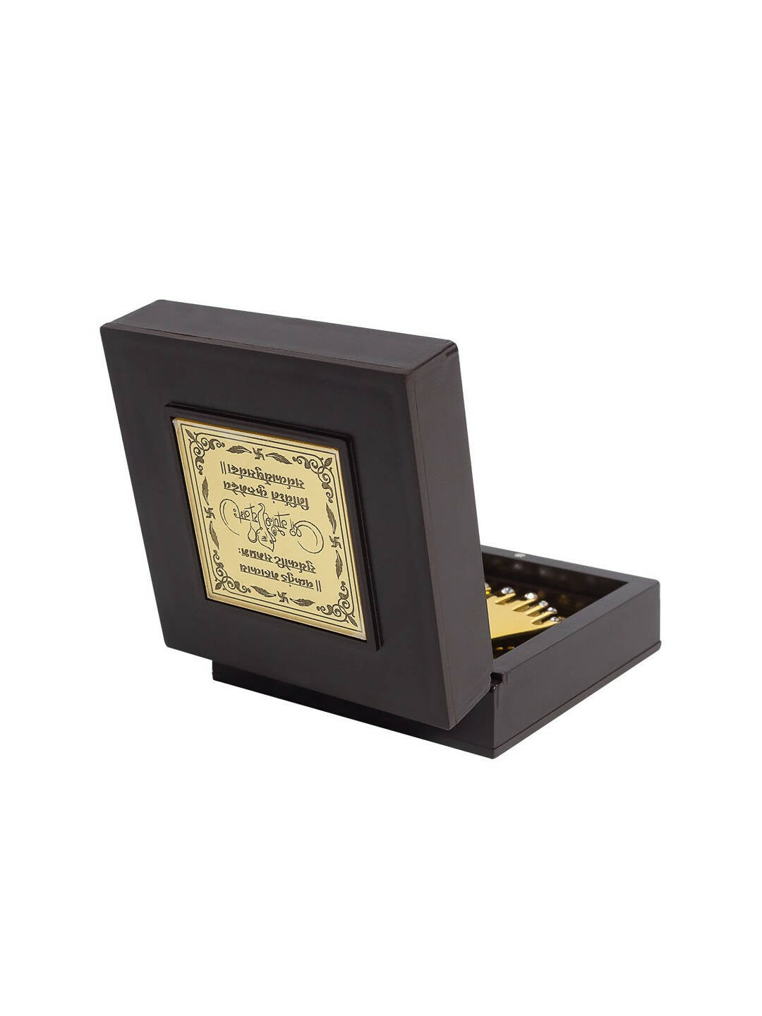 Golden Peacock Brown Wooden Ganesha Prayer Box | Swadesiicart