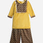 Ahalyaa Mustard Color Digital Print Velvet kids Kurta Palazzo Set For Girls | Swadesiicart