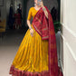 Lorenvalley Fashion Yellow Tasar Silk Bandhej Print With Gotta Patti Lace Touch Up Lehenga Choli with Dupatta - Swadesiicart