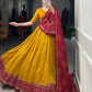 Lorenvalley Fashion Yellow Tasar Silk Bandhej Print With Gotta Patti Lace Touch Up Lehenga Choli with Dupatta - Swadesiicart