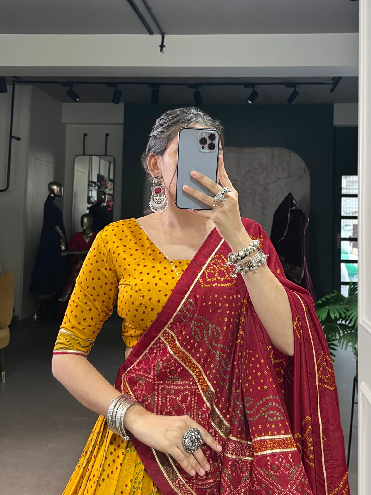 Lorenvalley Fashion Yellow Tasar Silk Bandhej Print With Gotta Patti Lace Touch Up Lehenga Choli with Dupatta - Swadesiicart