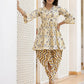Yufta Yellow Gotta Patti Kurti with Dhoti Pants Set - Swadesiicart
