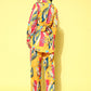 Yufta Yellow and Pink Printed Satin Co-Ords - Swadesiicart