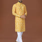 Anaita Yellow Lucknowi Silk Straight Kurta