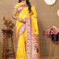 Lorenvalley Fashion Yellow Soft Paithani Silk Woven Design Rich Meenakari Zari Weaving Pallu Saree - Swadesiicart