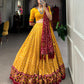 Lorenvalley Yellow Tussar Silk Lehenga Leheriya Patola Print Border With Choli Bandhej Print With Bandhej Print Gotta Patti Lace Border Dupatta | Swadesiicart