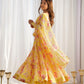 Lorenvalley Women Pure Soft Faux Georgette Floral Print Fully Flair Anarkali Kurta Pant With Dupatta Set - Yellow | Swadesiicart