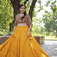 Lorenvalley Yellow Premium Rayon Lehenga with Georgette Embroidered Traditional Thread work Choli | Swadesiicart