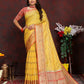 Lorenvalley Fashion Yellow Soft Katan Silk Woven Design Zari Weaving Pallu Saree - Swadesiicart