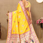 Lorenvalley Fashion Yellow Soft Paithani Silk Woven Design Rich Meenakari Zari Weaving Pallu Saree - Swadesiicart