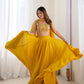 Lorenvalley Yellow Faux Georgette Stitched Lehenga Embroidery Blouse with Dupatta | Swadesiicart
