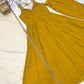 Lorenvalley Fashion Yellow Pure Romansilk Chanderi Fabric Yoke Fancy Lace Work Anarkali Kurta Pant With Dupatta Set - Swadesiicart
