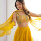 Lorenvalley Yellow Faux Georgette Stitched Lehenga Embroidery Blouse with Dupatta | Swadesiicart