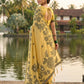 Anaita Yellow Linen Printed Saree With Blouse