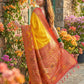 Anaita Yellow Pochampally Printed Saree With Blouse
