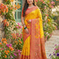 Anaita Yellow Pochampally Printed Saree With Blouse