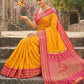 Anaita Yellow Silk Woven Saree With Blouse