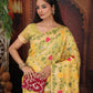 Anaita Yellow Linen Printed Saree With Blouse