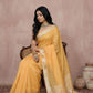 Anaita Yellow Cotton Saree With Blouse