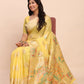 Anaita Yellow Linen Woven Work Saree With Blouse