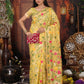 Anaita Yellow Linen Printed Saree With Blouse