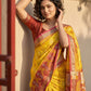 Anaita Yellow Pochampally Printed Saree With Blouse