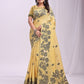 Anaita Yellow Linen Printed Saree With Blouse